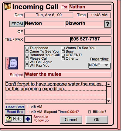 This layout lets you keep a traditional looking pad of calls and messages that come in for any of the users in your workgroup.