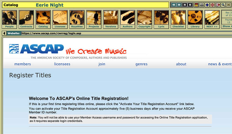 This type of screen appears in a few important files of Songtracker Pro, allowing you to view and navigate desired websites from within files.
