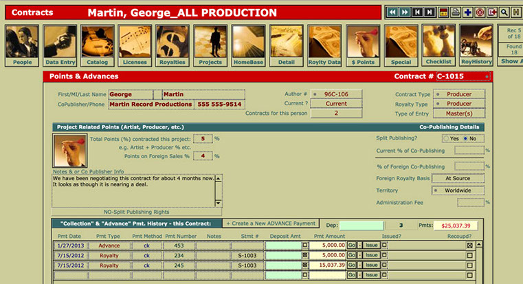 This is one of 5 Data Entry layouts where you can track related data to any desired contract record. The portal allows you to enter all Advances