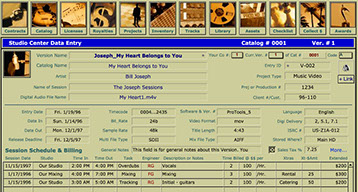 This layout provides line items where you may enter studio related data for any song version or session you are working on.