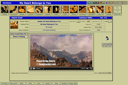 This layout is where you store/reference and playback a digital asset file (song, video, etc.). Videos appear and songs will provide an mp3 bar.